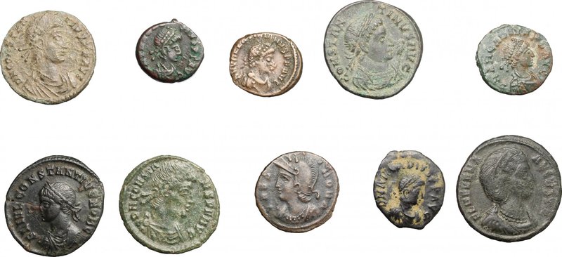 Multiple lot of 10 Roman Imperial AE coins; including: Galeria Valeria, Constant...