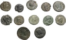 Multiple lot of 12 unclassified Roman Imperial AE coins; including: Valens, Valentinian, Theodosius I, Crispus, Constantine I or II and Helena.AE.Abou...