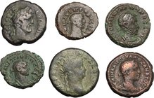 The Roman Empire.Lot 6 AE tetradrachms, Alexandria mint.AE.