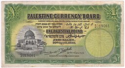 Banknoten
Ausland
Palästina, Britische Administration, 1917-1948
1 Pound 20.4.1939. III, selten