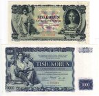 Banknoten
Ausland
Tschechoslovakei
2 Scheine: 100 Korun 1931 und 1000 Korun 1934, beide Specimen.
beide I