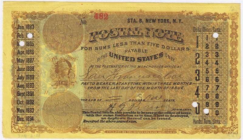 Banknoten
Ausland
Vereinigte Staaten von Amerika
Postal Note, ausgestellt übe...