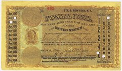 Banknoten
Ausland
Vereinigte Staaten von Amerika
Postal Note, ausgestellt über 1 Cent, März 1884. Typ I, Station B, New York, zur Einlösung in San ...