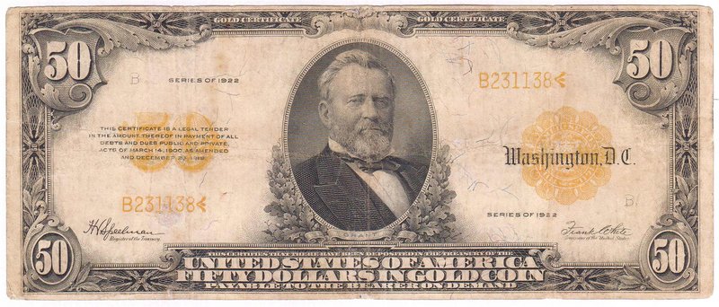 Banknoten
Ausland
Vereinigte Staaten von Amerika
50 Dollars (in Gold Coin) Se...
