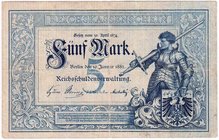 Banknoten
Die deutschen Banknoten ab 1871 nach Rosenberg
Deutsches Reich, 1871-1945
5 Mark 10.1.1882. III