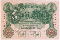 Banknoten
Die deutschen Banknoten ab 1871 nach Rosenberg
Deutsches Reich, 1871-1945
50 Mark 10.03.1906. Kn. 6-stellig, Serie B.
II-III