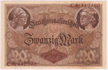 Banknoten
Die deutschen Banknoten ab 1871 nach Rosenberg
Deutsches Reich, 1871-1945
20 Mark 05.08.1914. Kn. 6-stellig, Serie C.
I