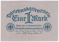 Banknoten
Die deutschen Banknoten ab 1871 nach Rosenberg
Deutsches Reich, 1871-1945
1 Mark 15.09.1922. Ohne Serie und Kn., Druck blau.
I