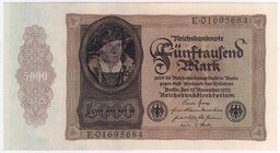 Banknoten
Die deutschen Banknoten ab 1871 nach Rosenberg
Deutsches Reich, 1871-1945
5000 Mark 19.11.1922. Serie E.
I