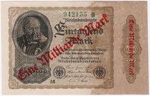 Banknoten
Die deutschen Banknoten ab 1871 nach Rosenberg
Deutsches Reich, 1871-1945
1 Mrd. Mark 15.12.1922. Ohne Fz und Bogennr., nur KN 6-stellig ...