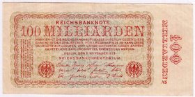 Banknoten
Die deutschen Banknoten ab 1871 nach Rosenberg
Deutsches Reich, 1871-1945
100 Mrd. Mark 5.11.1923. Ohne FZ und BZ.
II, selten