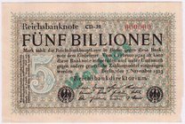 Banknoten
Die deutschen Banknoten ab 1871 nach Rosenberg
Deutsches Reich, 1871-1945
5 Bio. Mark 7.11.1923. Kn. 000000, Aufdruck in grün "Wertlos". ...