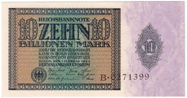 Banknoten
Die deutschen Banknoten ab 1871 nach Rosenberg
Deutsches Reich, 1871-1945
10 Billionen Mark 1.2.1924. Serie B.
I