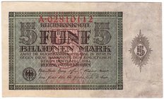 Banknoten
Die deutschen Banknoten ab 1871 nach Rosenberg
Deutsches Reich, 1871-1945
5 Billionen Mark 15.3.1924. Serie A.
III