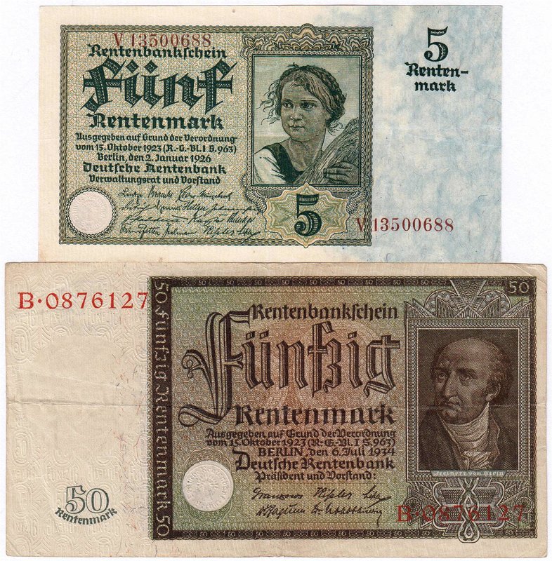 Banknoten
Die deutschen Banknoten ab 1871 nach Rosenberg
Deutsches Reich, 1871...