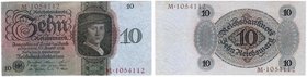 Banknoten
Die deutschen Banknoten ab 1871 nach Rosenberg
Deutsches Reich, 1871-1945
10 Rentenmark 11.10.1924. Kn. 7-stellig, Serie U/M.
II