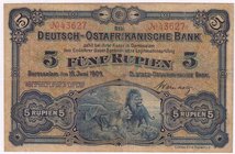 Banknoten
Die deutschen Banknoten ab 1871 nach Rosenberg
Deutsches Reich, 1871-1945, Deutsche Kolonien und Nebengebiete, Deutsch-Ost-Afrika
5 Rupie...