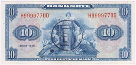 Banknoten
Die deutschen Banknoten ab 1871 nach Rosenberg
Westliche Besatzungszonen und BRD, ab 1948
10 Deutsche Mark 1948, mit B Stempel.
II