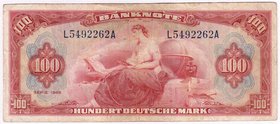 Banknoten
Die deutschen Banknoten ab 1871 nach Rosenberg
Westliche Besatzungszonen und BRD, ab 1948
100 Deutsche Mark 1948. Roter Hunderter, Serie ...