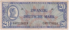 Banknoten
Die deutschen Banknoten ab 1871 nach Rosenberg
Westliche Besatzungszonen und BRD, ab 1948
20 Deutsche Mark "Liberty" o.D. (1948). Serie C...