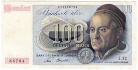 Banknoten
Die deutschen Banknoten ab 1871 nach Rosenberg
Westliche Besatzungszonen und BRD, ab 1948
100 Deutsche Mark 9.12.1948. Franzosenschein. 2...