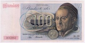 Banknoten
Die deutschen Banknoten ab 1871 nach Rosenberg
Westliche Besatzungszonen und BRD, ab 1948
100 Deutsche Mark 9.12.1948. Franzosenschein mi...