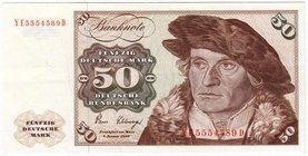 Banknoten
Die deutschen Banknoten ab 1871 nach Rosenberg
Westliche Besatzungszonen und BRD, ab 1948
50 Deutsche Mark 2.1.1980. Ersatznote Serie YE/...