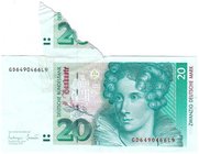 Banknoten
Die deutschen Banknoten ab 1871 nach Rosenberg
Westliche Besatzungszonen und BRD, ab 1948
20 Deutsche Mark 1.10.1993. Serie GD/L, Fehlsch...