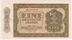 Banknoten
Die deutschen Banknoten ab 1871 nach Rosenberg
Sowjetische Besatzungszone und DDR, 1948-1989
1 Mark 1948. Ersatznote, Serie XG.
I