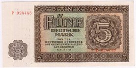 Banknoten
Die deutschen Banknoten ab 1871 nach Rosenberg
Sowjetische Besatzungszone und DDR, 1948-1989
5 Mark 1948. Serie P.
I