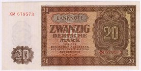 Banknoten
Die deutschen Banknoten ab 1871 nach Rosenberg
Sowjetische Besatzungszone und DDR, 1948-1989
20 Mark 1948. Ersatznote Serie XM.
I