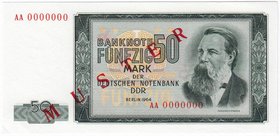 Banknoten
Die deutschen Banknoten ab 1871 nach Rosenberg
Sowjetische Besatzungszone und DDR, 1948-1989
50 Mark 1964. Aufdruck "Muster" in rot 8 mm....