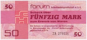 Banknoten
Die deutschen Banknoten ab 1871 nach Rosenberg
Sowjetische Besatzungszone und DDR, 1948-1989
50 Mark Forum Scheck 1979. Ersatznote Serie ...