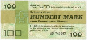 Banknoten
Die deutschen Banknoten ab 1871 nach Rosenberg
Sowjetische Besatzungszone und DDR, 1948-1989
100 Mark Forum Scheck 1979. Ersatznote Serie...