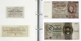 Banknoten
Deutsches Notgeld und KGL
Berlin
Über 300 Scheine, dabei Notgeld der Stadt, 46 Reichsbahn-Scheine mit vielen Billionenwerten sowie Reichs...