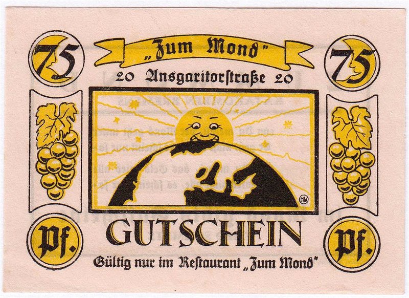 Banknoten
Deutsches Notgeld und KGL
Bremen
Theo Schmetz, Restaurant "Zum Mond...