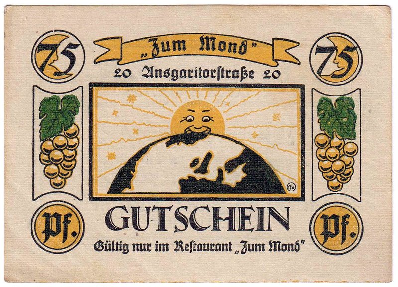 Banknoten
Deutsches Notgeld und KGL
Bremen
Theo Schmetz, Restaurant "Zum Mond...
