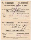Banknoten
Deutsches Notgeld und KGL
Giengen a. Brenz
2 Scheine der Margarete Steiff G.m.b.H.: 2 X 2 Mio. Mark 3.9.1923 mit Aufdruck: Nur zur Verrec...