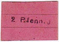 Banknoten
Deutsches Notgeld und KGL
Kirchheim-Teck (Württemberg)
2 Pfennig (1917) Maler u. Milchsammelstelle Länge.
I-II, selten