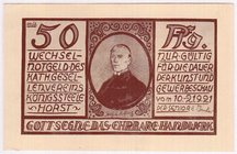 Banknoten
Deutsches Notgeld und KGL
Königssteele-Horst
Kathol.-Gesellenverein. 50 Pf. I-