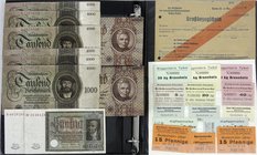 Banknoten
Lots
Deutschland, Lots deutscher Banknoten nach Rosenberg
76 Reichsbanknoten und 15 X Bezugs- und Brückengeld. Dabei 2 X 50 Rentenmark 19...