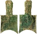 CHINA und Südostasien
China
Chou-Dynastie 1122-255 v. Chr
Bronze-Spatengeld mit hohlem Griff "square shoulder" Legende Dong Zhou (= Östliche Zhou)....