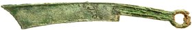CHINA und Südostasien
China
Chou-Dynastie 1122-255 v. Chr
Messergeld, Typ 'Pointed tip' 600-400 v. Chr. Yuan.
schön/sehr schön, korrodiert