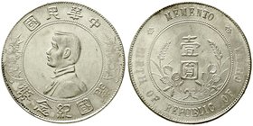 CHINA und Südostasien
China
Republik, 1912-1949
Dollar (Yuan) o.J., geprägt 1928. Birth of Republic. Präsident Sun Yat-Sen.
vorzüglich/Stempelglan...