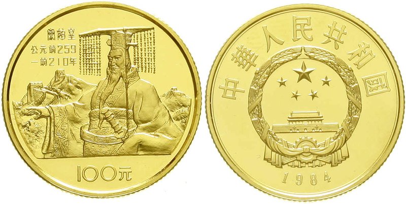 CHINA und Südostasien
China
Volksrepublik, seit 1949
100 Yuan GOLD 1984 Ying ...