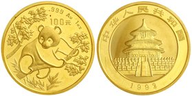 CHINA und Südostasien
China
Volksrepublik, seit 1949
100 Yuan GOLD 1992. Panda auf Baum. 1 Unze Feingold. Original verschweißt.
Stempelglanz