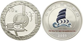 CHINA und Südostasien
China
Volksrepublik, seit 1949
10 Yuan Silber (Emblem in Farbe) 2005. 600. Jahrestag der Reisen von Zheng He. Ausrüstungsgege...