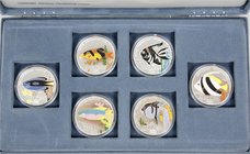 CHINA und Südostasien
Korea Nord
Lots
Set 6 X 500 Won Farbsilbermünzen (je 1 Unze) 1996. Mit Fischmotiven, in Sammelschatulle, Stücke jeweils Nr. 0...