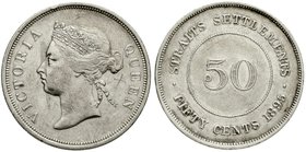 CHINA und Südostasien
Malaysia
Straits Settlements
50 Cents 1895. sehr schön, Randfehler, Kratzer