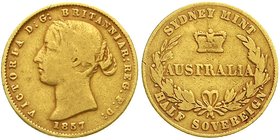 Ausländische Goldmünzen und -medaillen
Australien
Victoria, 1837-1901
1/2 Sovereign 1857. AUSTRALIA, Sydney Mint. 3,98 g. 917/1000.
schön/sehr sch...